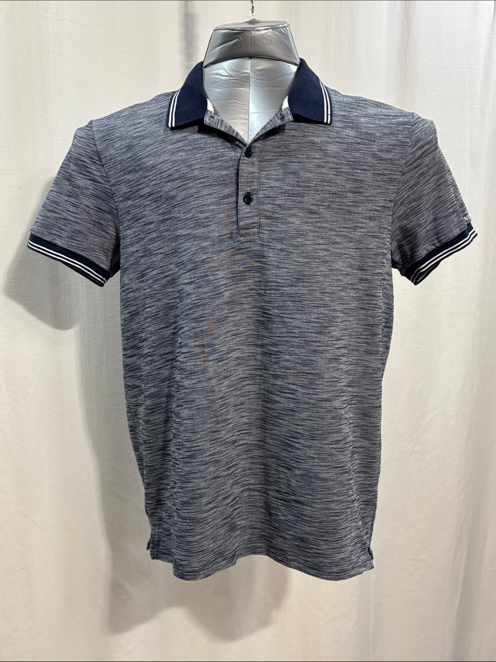 Armani Exchange Men's Heather Blue Polo with Navy Trim 322 work every day travel